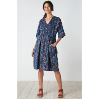 Malashri Mixed Print Knee-Length Dress - Indigo/Multi