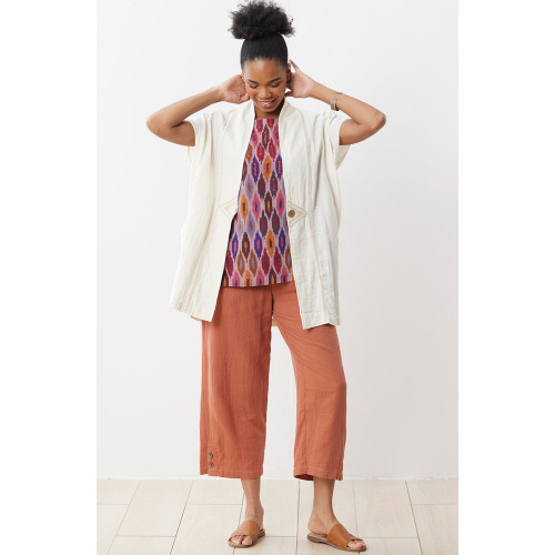 Kesari Cotton Double Gauze Crop Pant - Copper rose