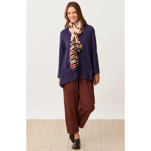 Agra Jersey Knit Barrel-Leg Pant - Redwood