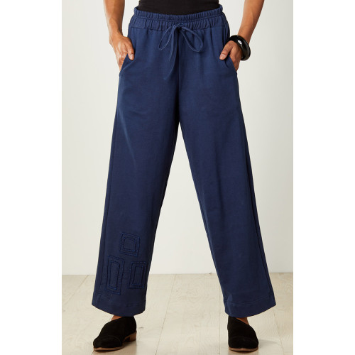 Karol French Terry Straight-Leg Pant - Bright navy