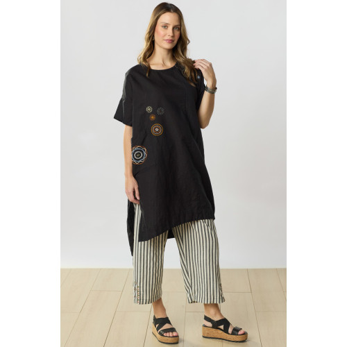 Kesari Pull-On Crop Pant - Natural/Black