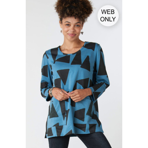 Trisya Organic Cotton French Terry Long-Sleeve Tee - Winter sky